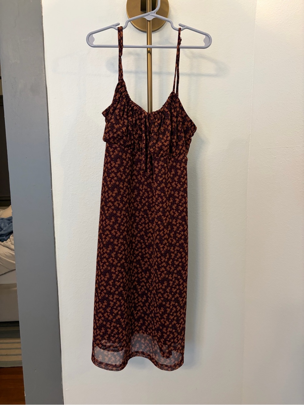 Aeropostale Burgundy Floral Spaghetti-Strap Midi Dress
